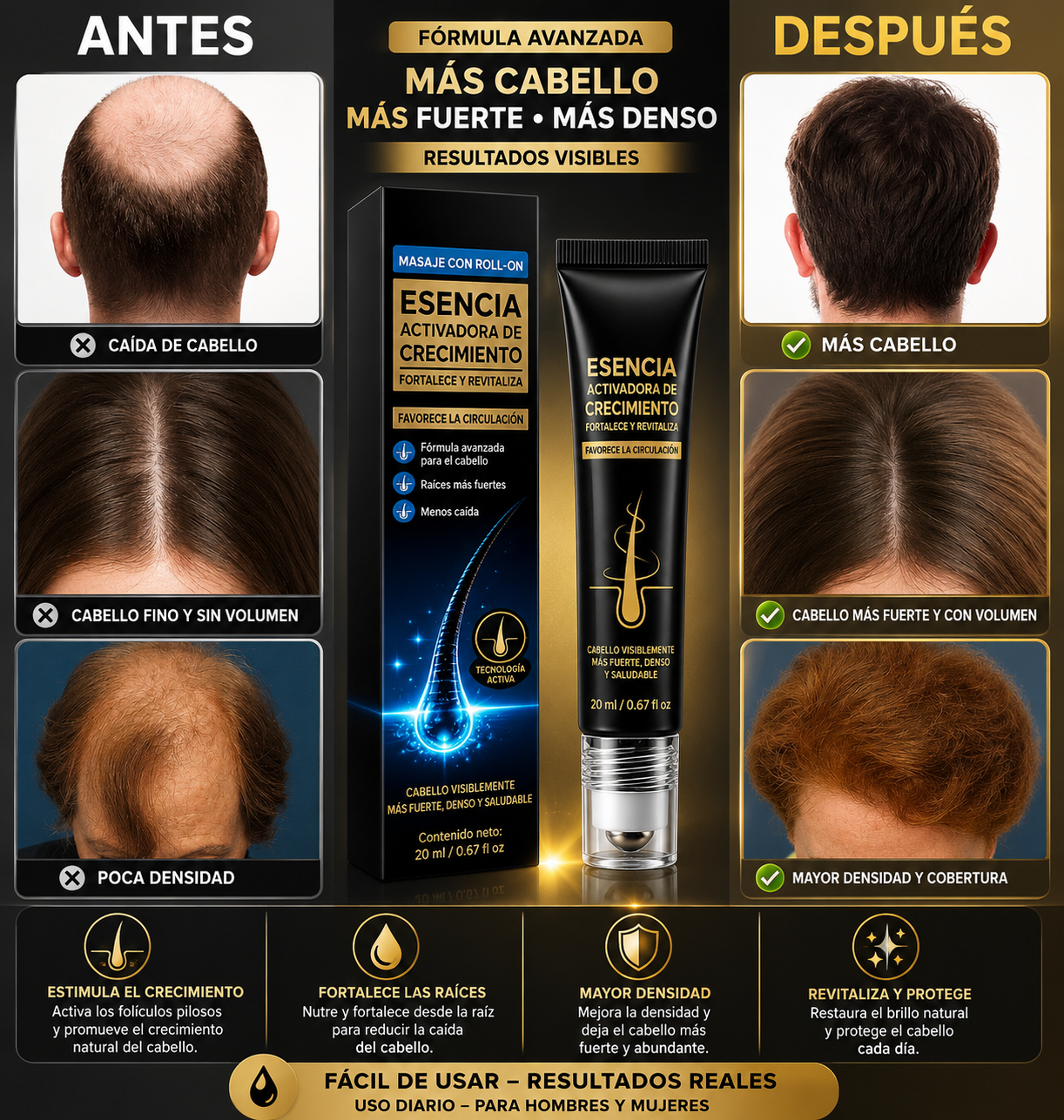 Esencia Anticaída Para El Crecimiento Del Cabello Con Biotina y Queratina
