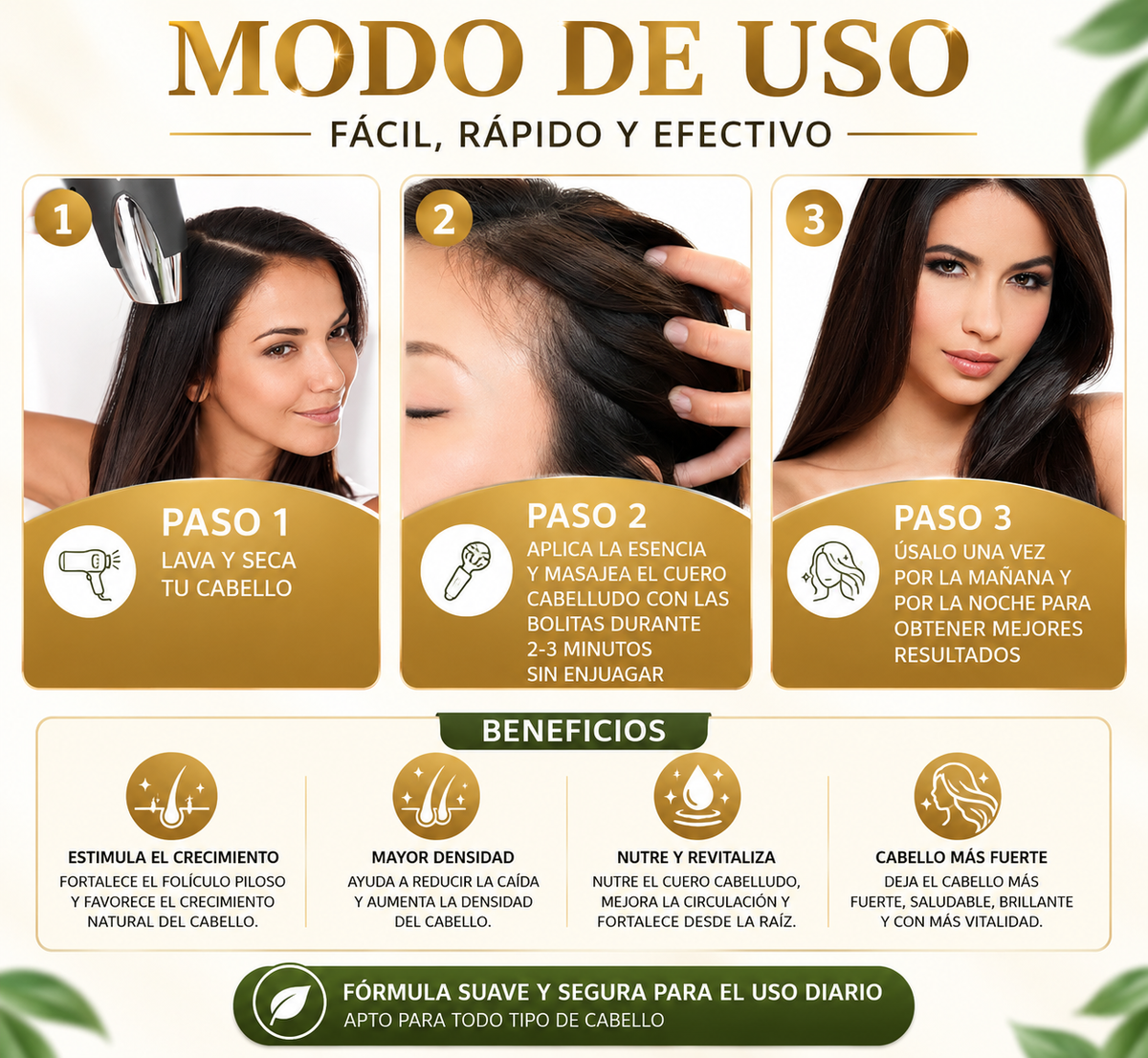 Esencia Anticaída Para El Crecimiento Del Cabello Con Biotina y Queratina
